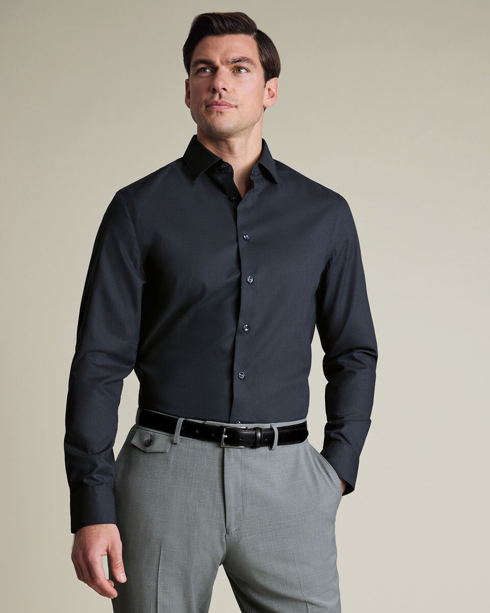 Non-Iron Stretch Texture Shirt – Charcoal Gray