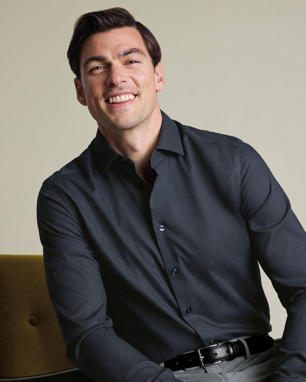 Non-Iron Stretch Texture Shirt – Charcoal Gray