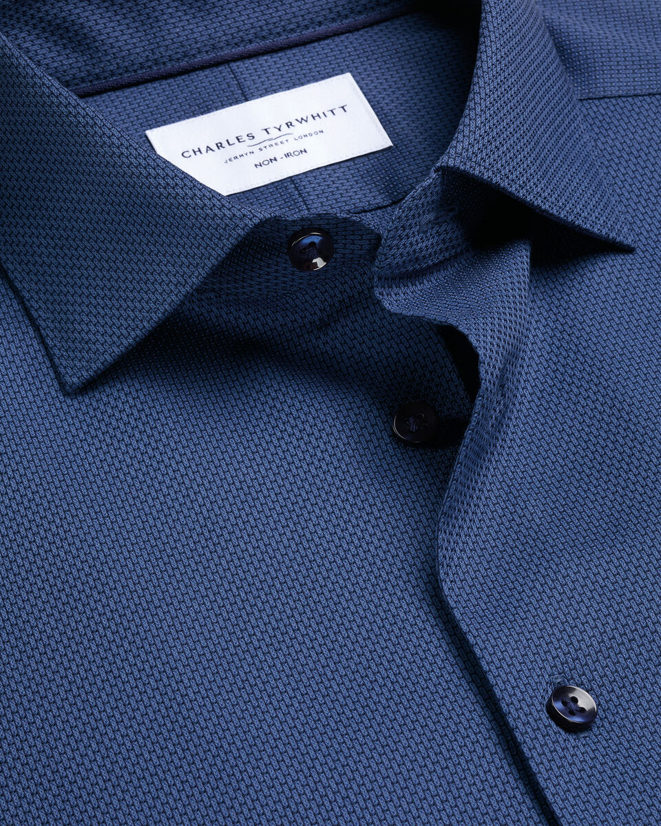 Non-Iron Stretch Texture Shirt – Denim Blue Main image