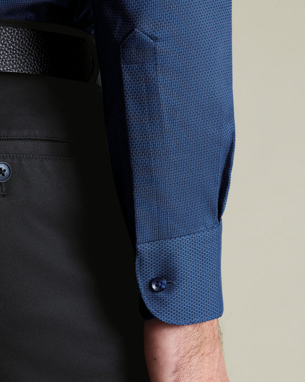 Non-Iron Stretch Texture Shirt – Denim Blue