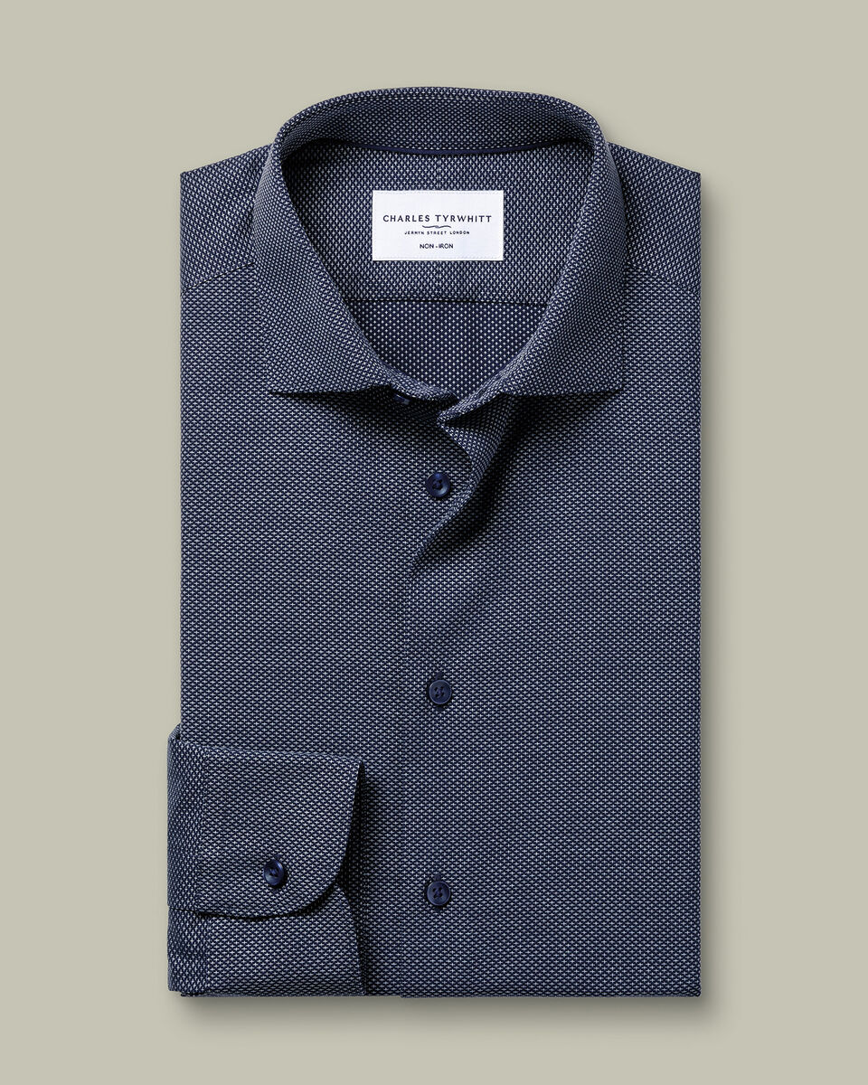 Non-Iron Stretch Texture Shirt – Navy