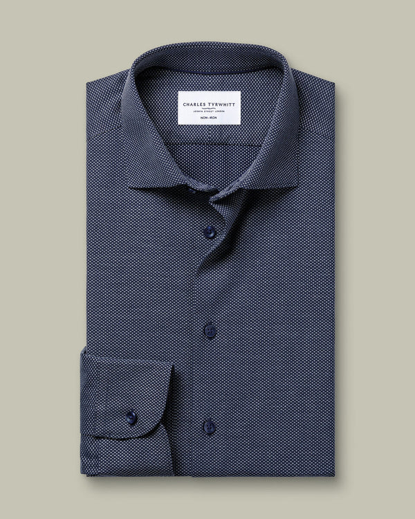 Non-Iron Stretch Texture Shirt – Navy