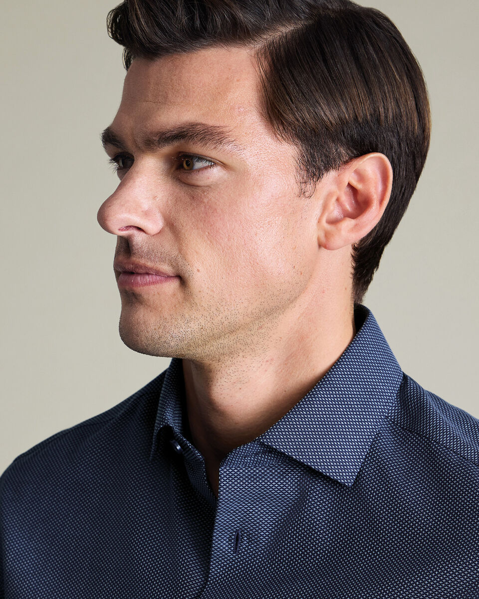 Non-Iron Stretch Texture Shirt – Navy