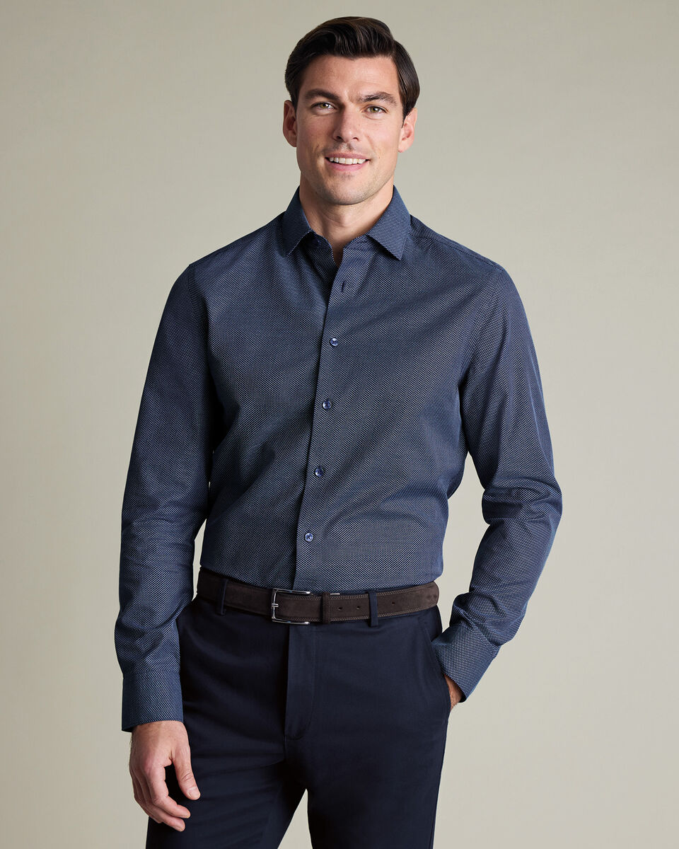 Non-Iron Stretch Texture Shirt – Navy