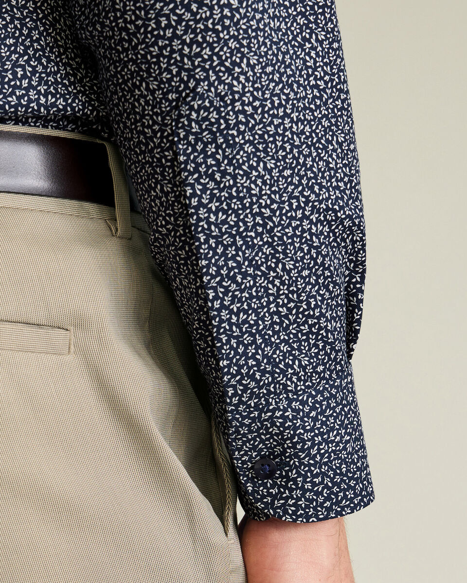 Non-Iron Stretch Print Shirt – Navy