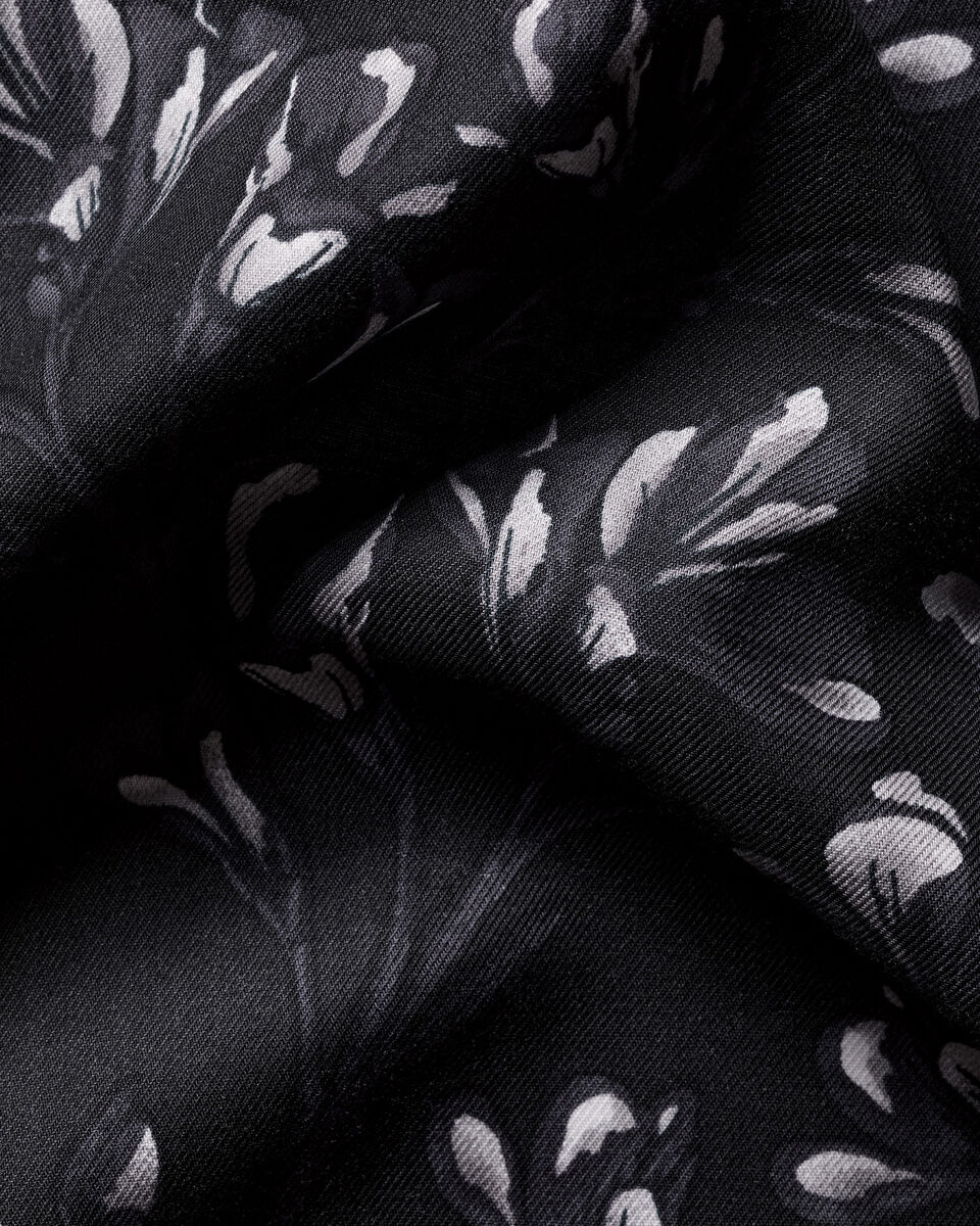 Non-Iron Stretch Floral Print Shirt – Black