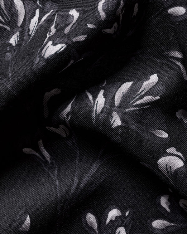 Non-Iron Stretch Floral Print Shirt – Black