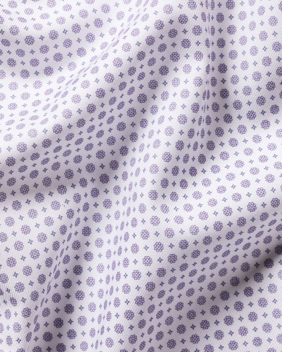 Non-Iron Stretch Print Shirt – White & Lilac