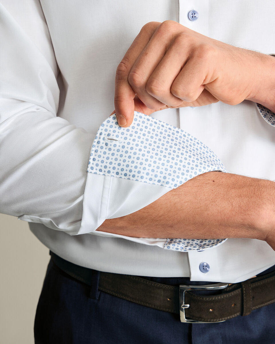 Non-Iron Stretch Printed Trim Shirt – White Secondary image