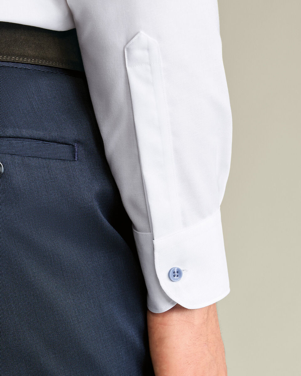 Non-Iron Stretch Printed Trim Shirt – White