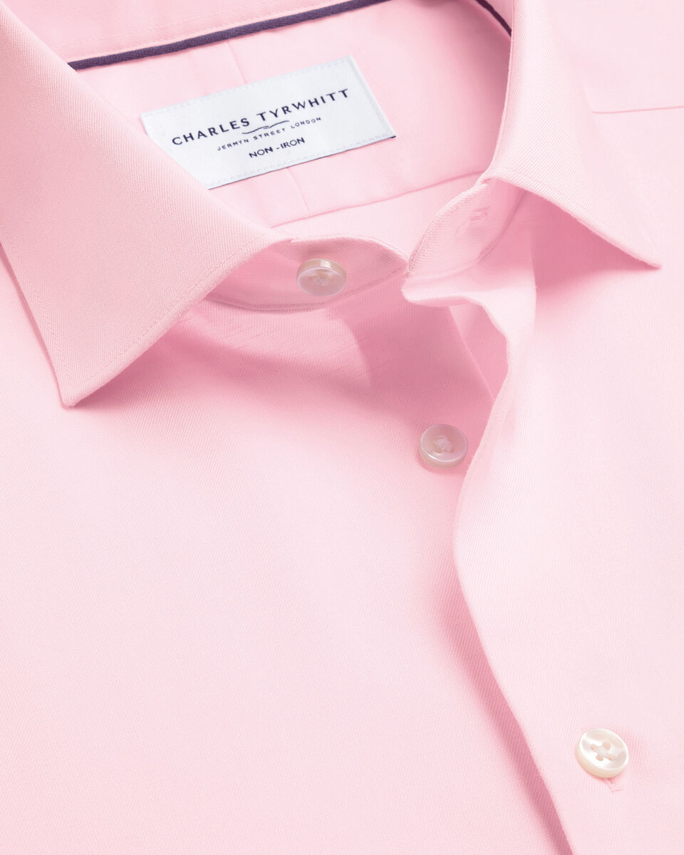 Short Sleeve Non-Iron Cotton Linen Shirt - Pink