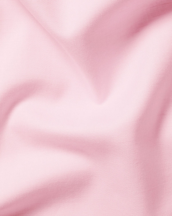 Short Sleeve Non-Iron Cotton Linen Shirt - Pink