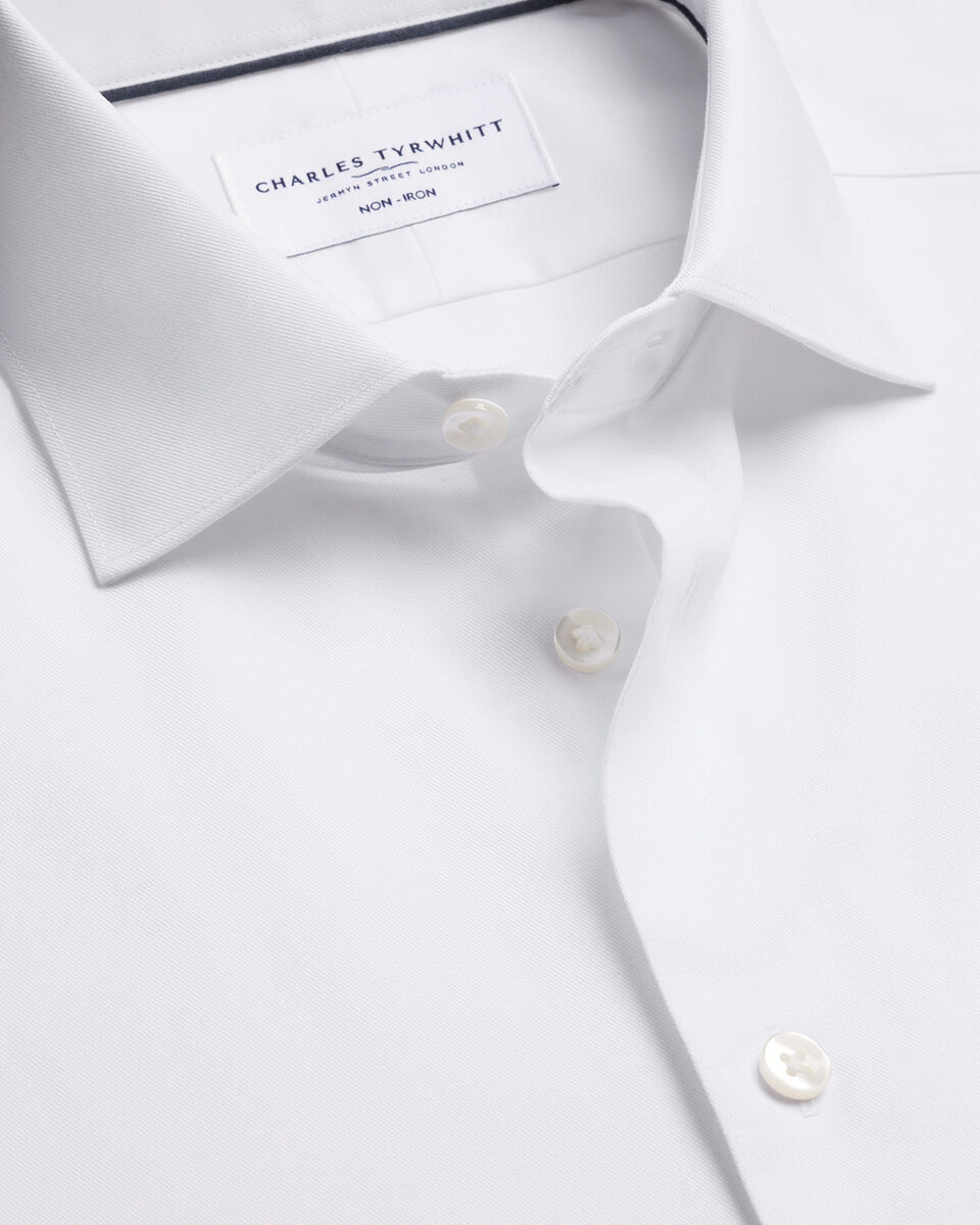 Short Sleeve Non-Iron Cotton Linen Shirt - White