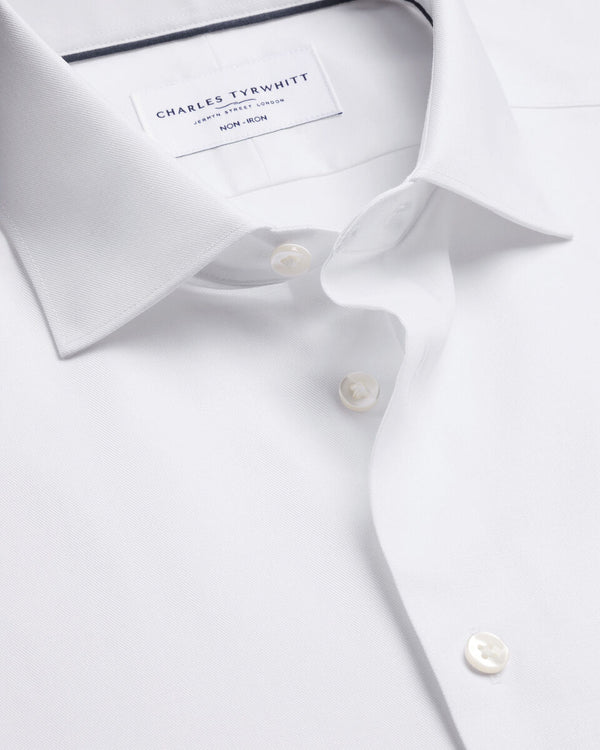 Short Sleeve Non-Iron Cotton Linen Shirt - White