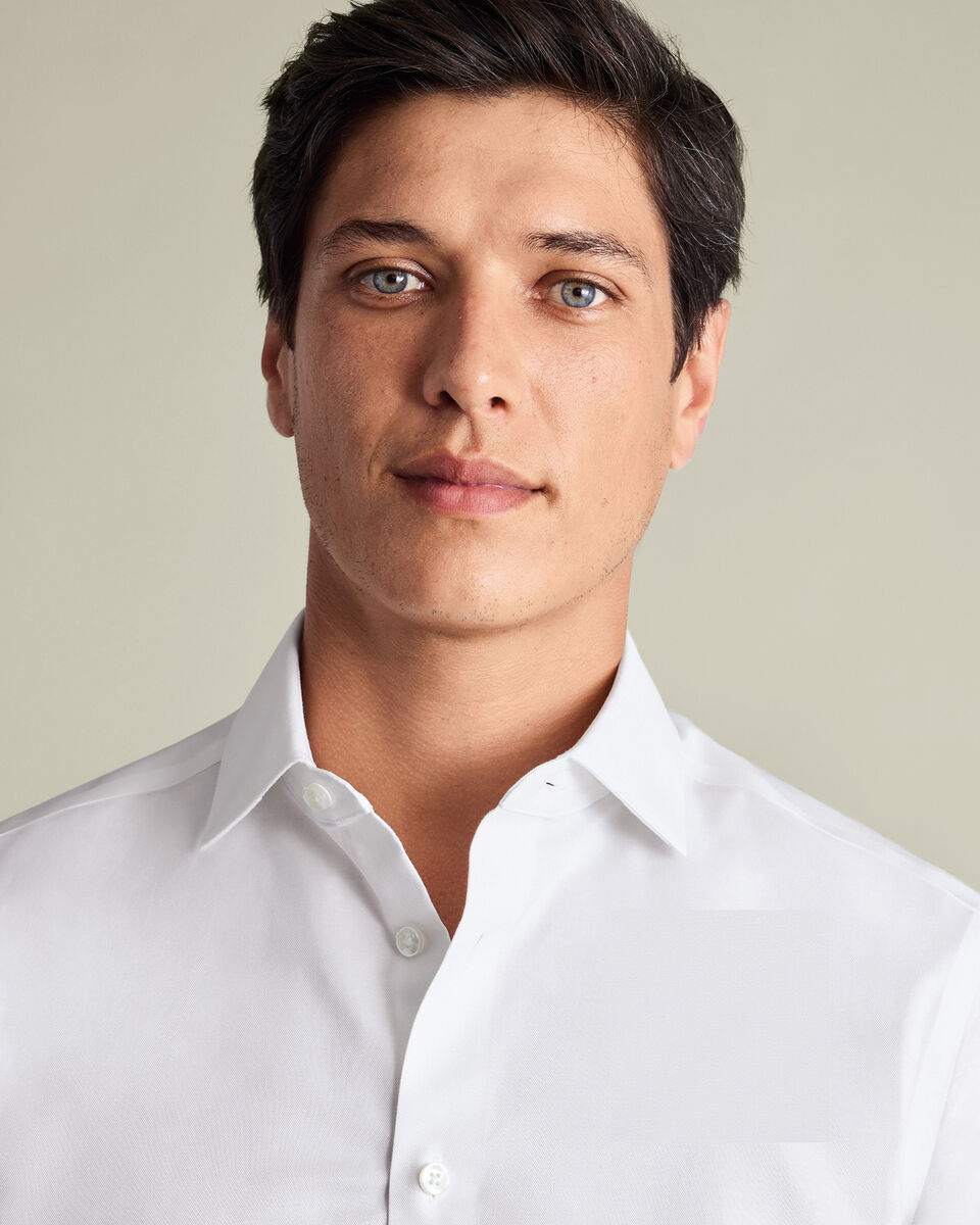 Short Sleeve Non-Iron Cotton Linen Shirt - White