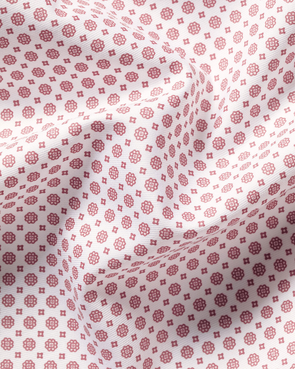 Non-Iron Stretch Print Shirt - White & Red