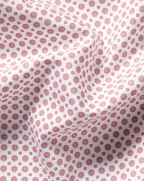 Non-Iron Stretch Print Shirt - White & Red