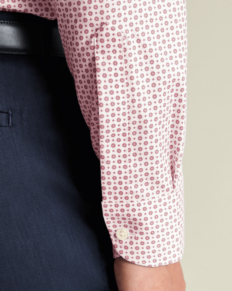 Non-Iron Stretch Print Shirt - White & Red