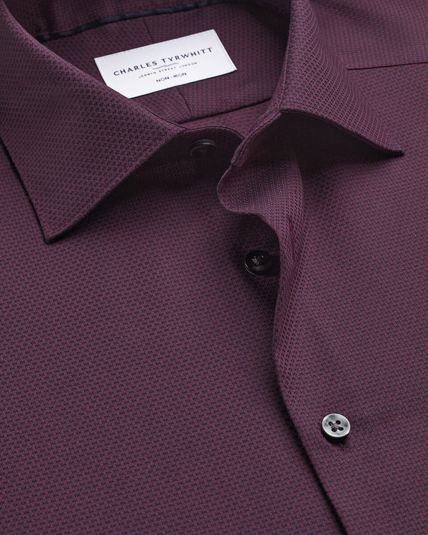 Non-Iron Stretch Texture Shirt - Dark Red