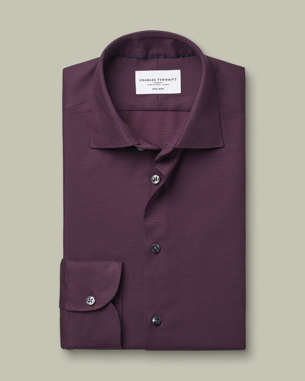 Non-Iron Stretch Texture Shirt - Dark Red