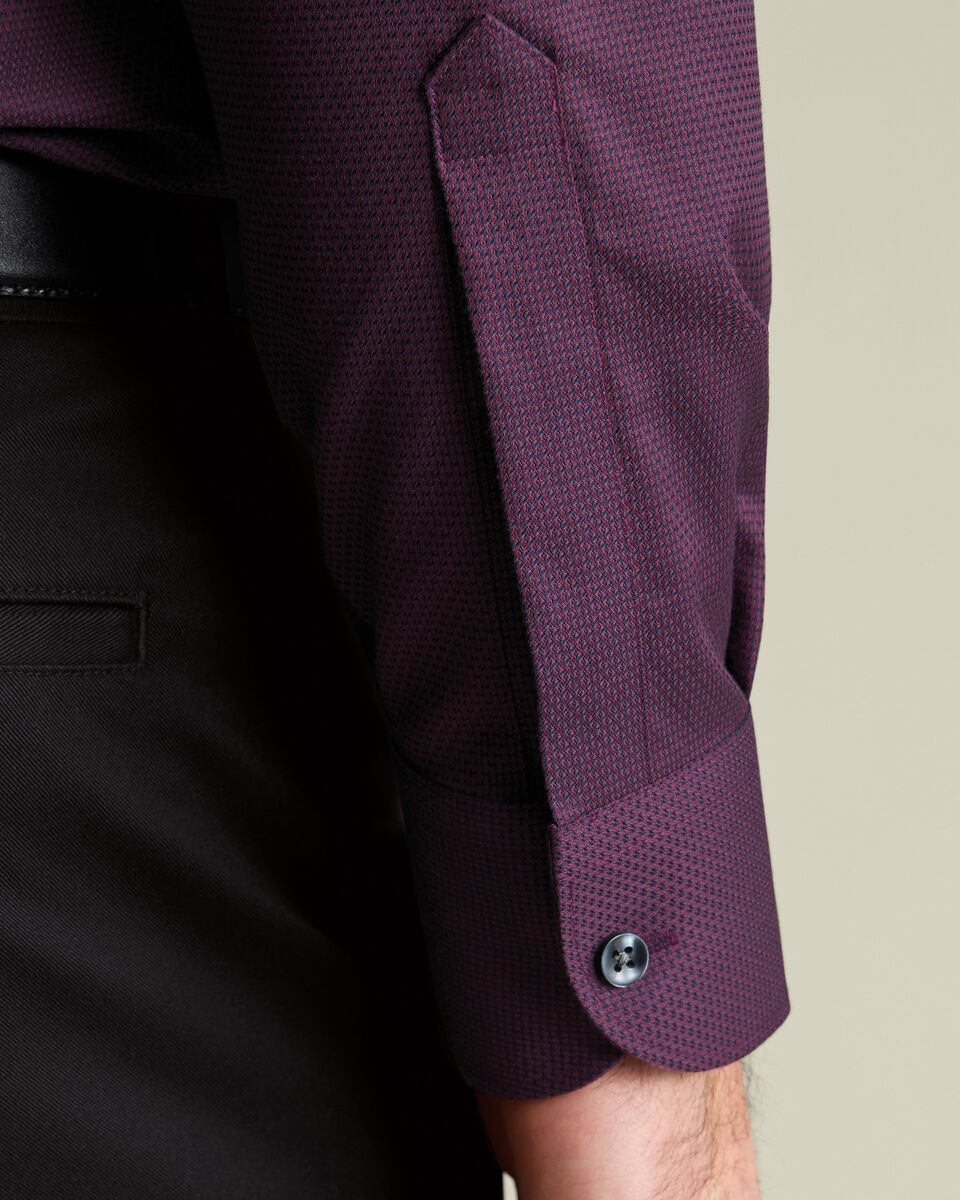 Non-Iron Stretch Texture Shirt - Dark Red