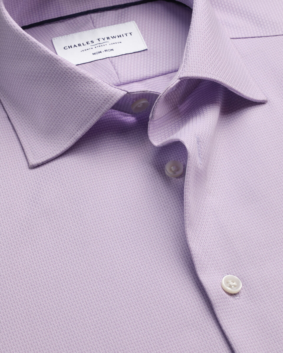 Non-Iron Stretch Texture Shirt - Lilac Main image