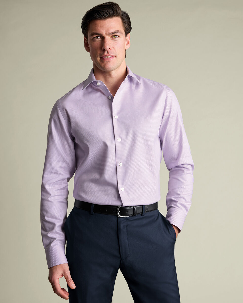 Non-Iron Stretch Texture Shirt - Lilac Secondary image