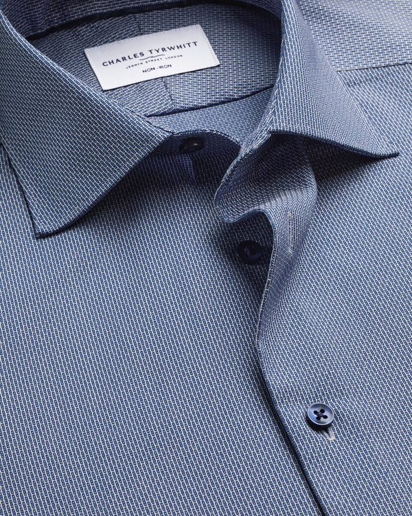 Non-Iron Stretch Texture Shirt - Navy
