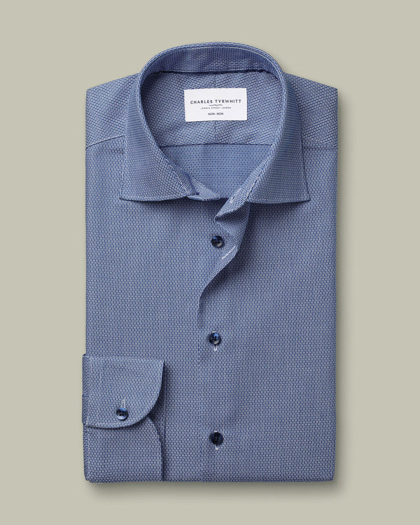Non-Iron Stretch Texture Shirt - Navy