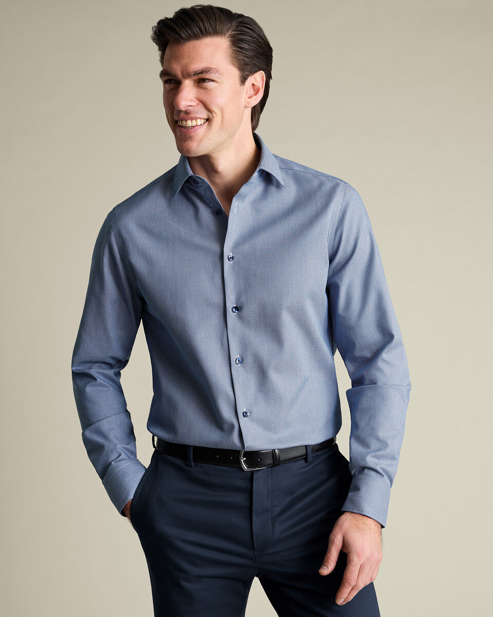 Non-Iron Stretch Texture Shirt - Navy Secondary image