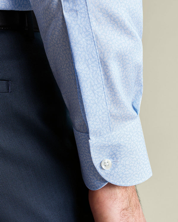 Non-Iron Stretch Print Shirt - Sky Blue