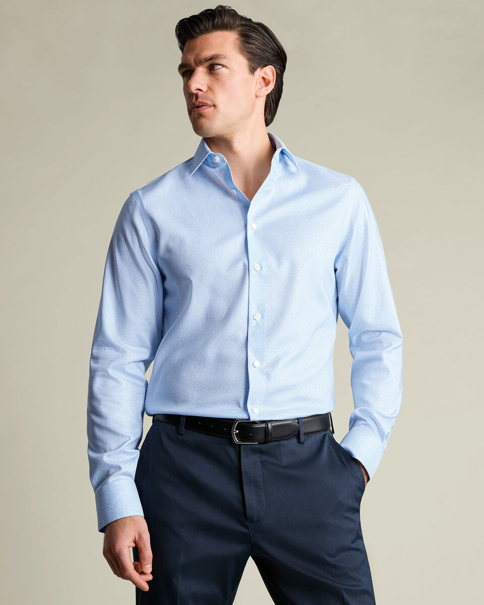 Non-Iron Stretch Print Shirt - Sky Blue Secondary image