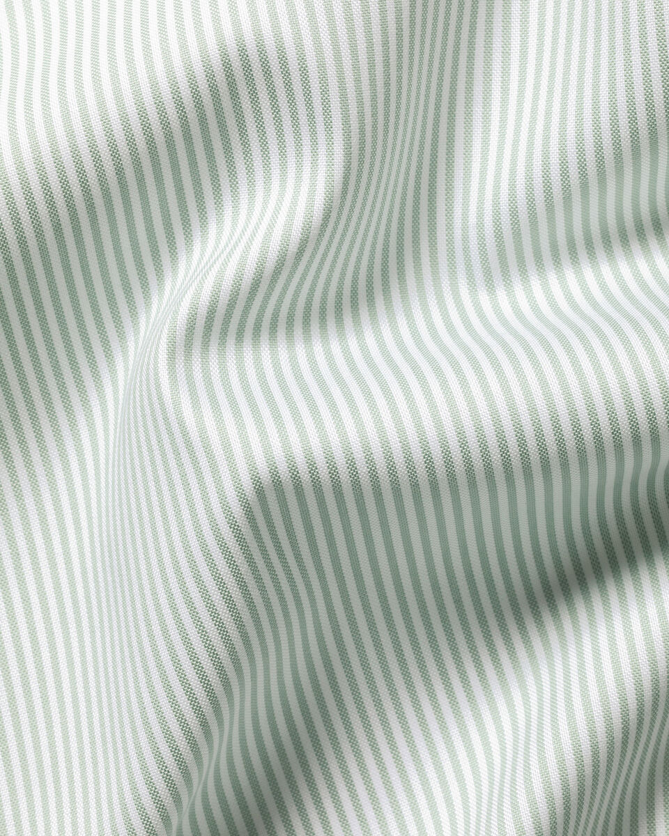 Non-Iron Stretch Pinpoint Oxford Stripe Shirt - Mid Green