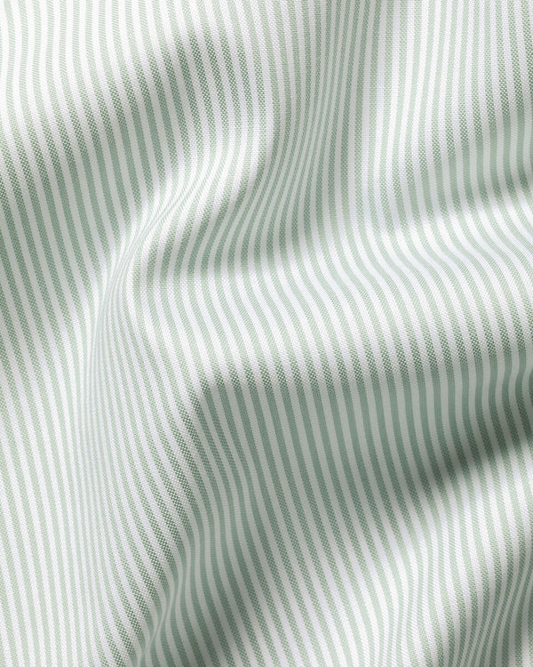 Non-Iron Stretch Pinpoint Oxford Stripe Shirt - Mid Green