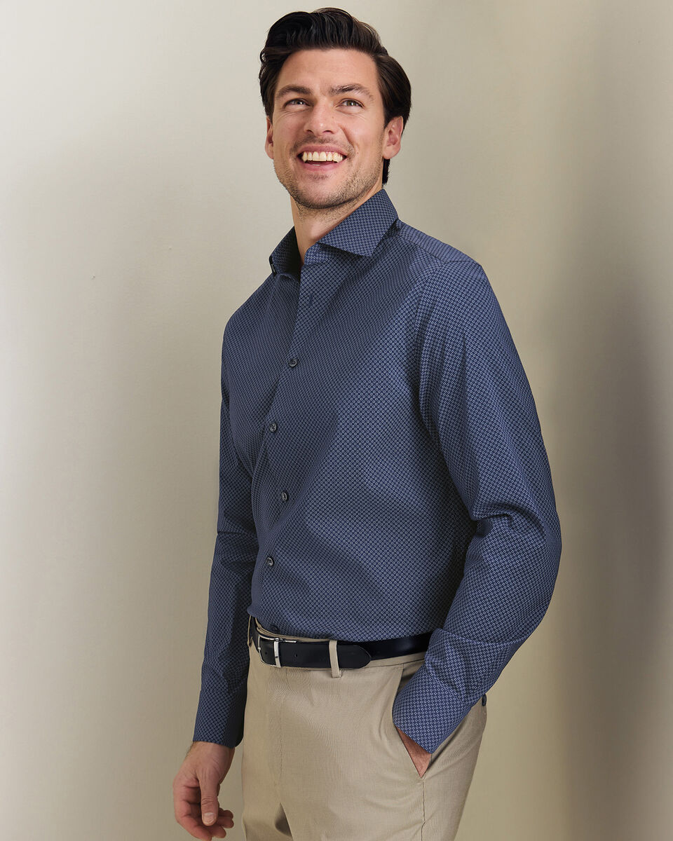 Non-Iron Performance Geo Print Shirt - Navy & Sky Secondary image