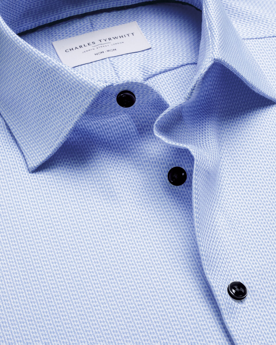 Non-Iron Stretch Texture Shirt - Cornflower Blue Main image