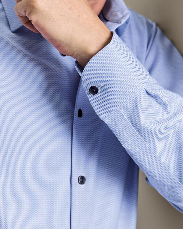 Non-Iron Stretch Texture Shirt - Cornflower Blue