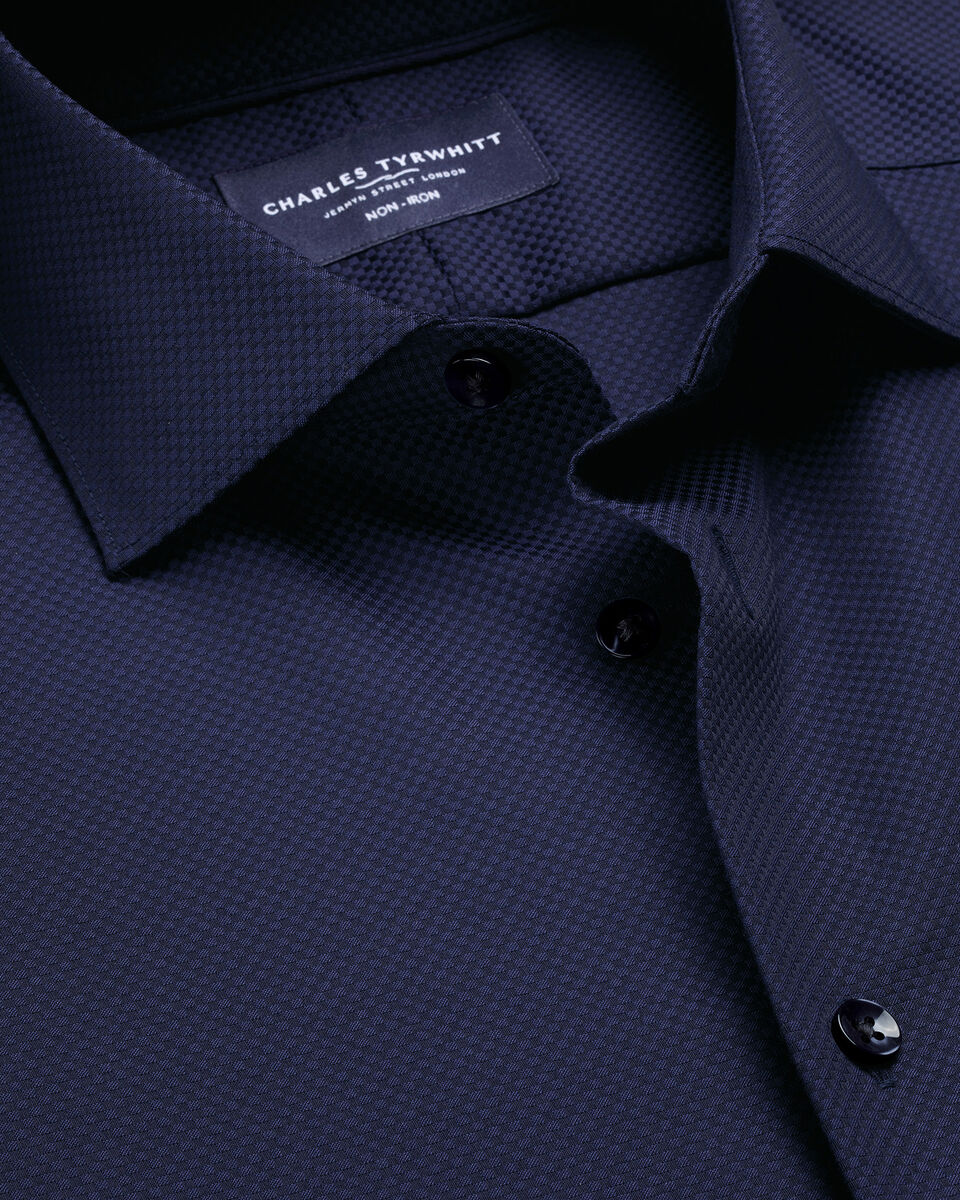 Non-Iron Stretch Texture Shirt - Royal Blue Main image