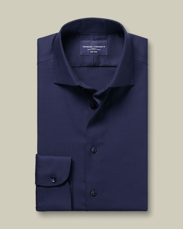 Non-Iron Stretch Texture Shirt - Royal Blue