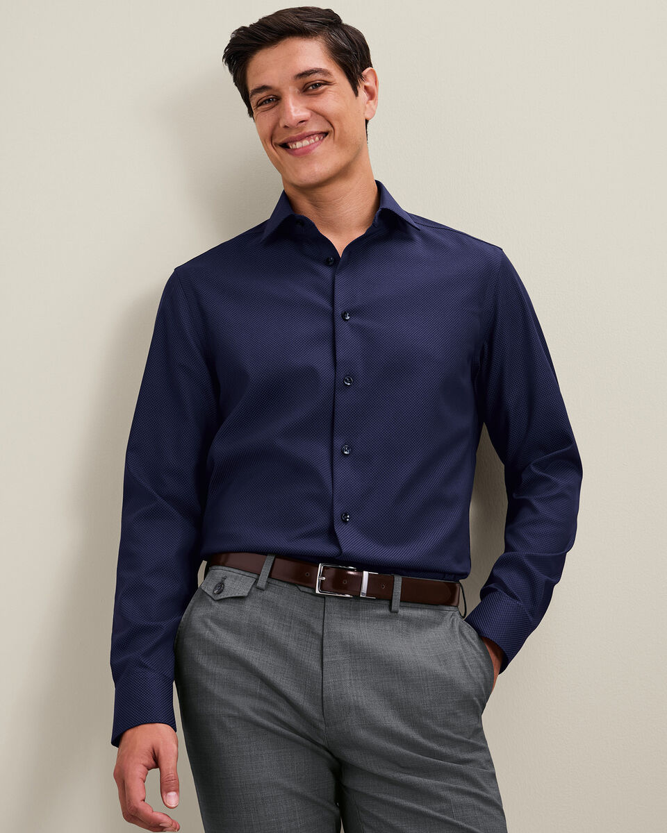 Non-Iron Stretch Texture Shirt - Royal Blue Secondary image