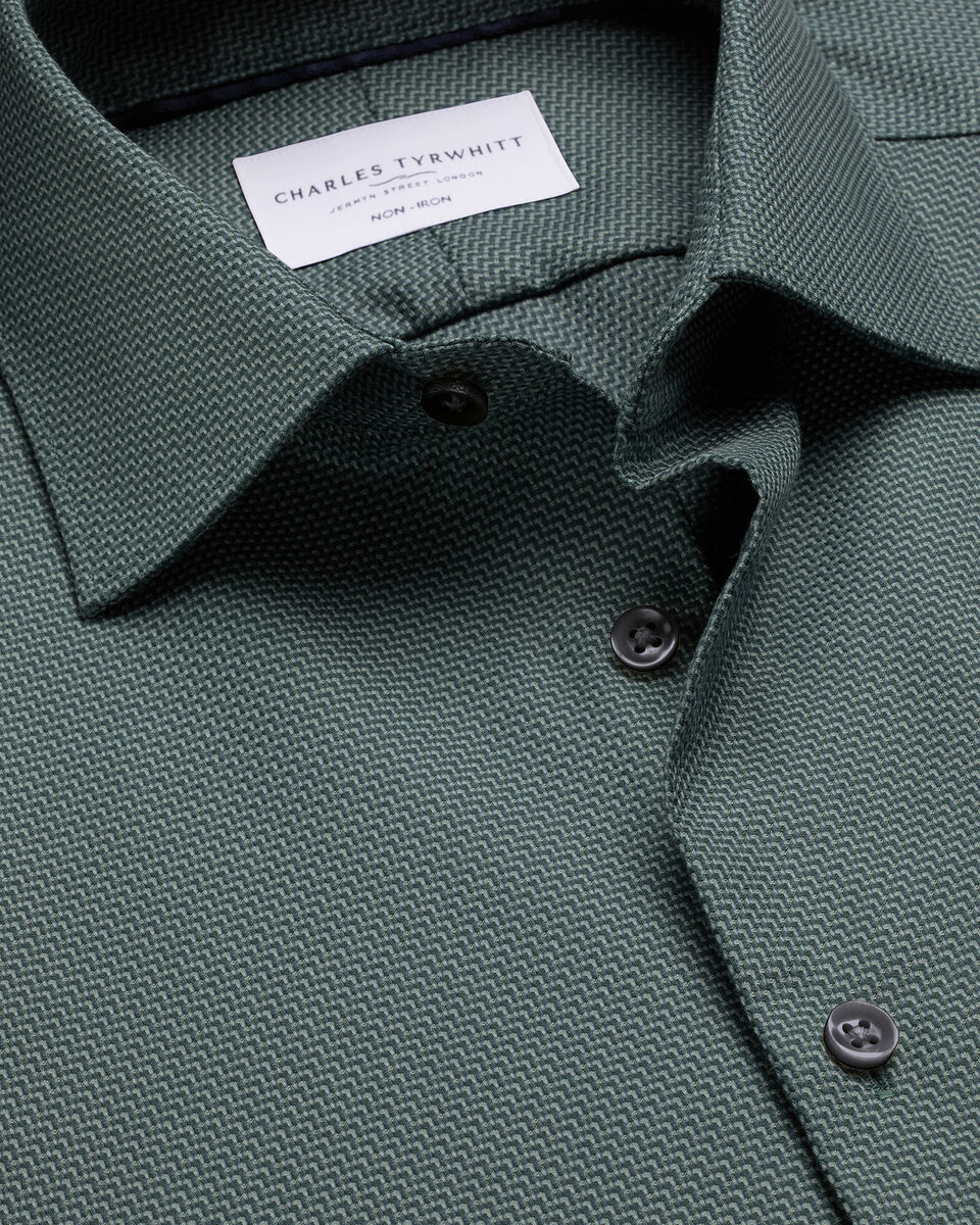 Non-Iron Stretch Texture Shirt - Teal Green Main image