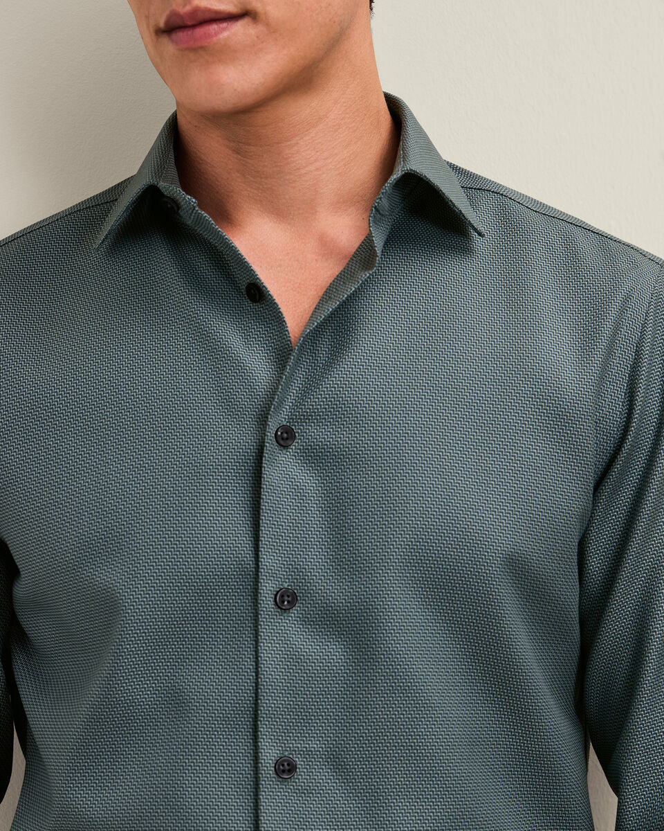 Non-Iron Stretch Texture Shirt - Teal Green