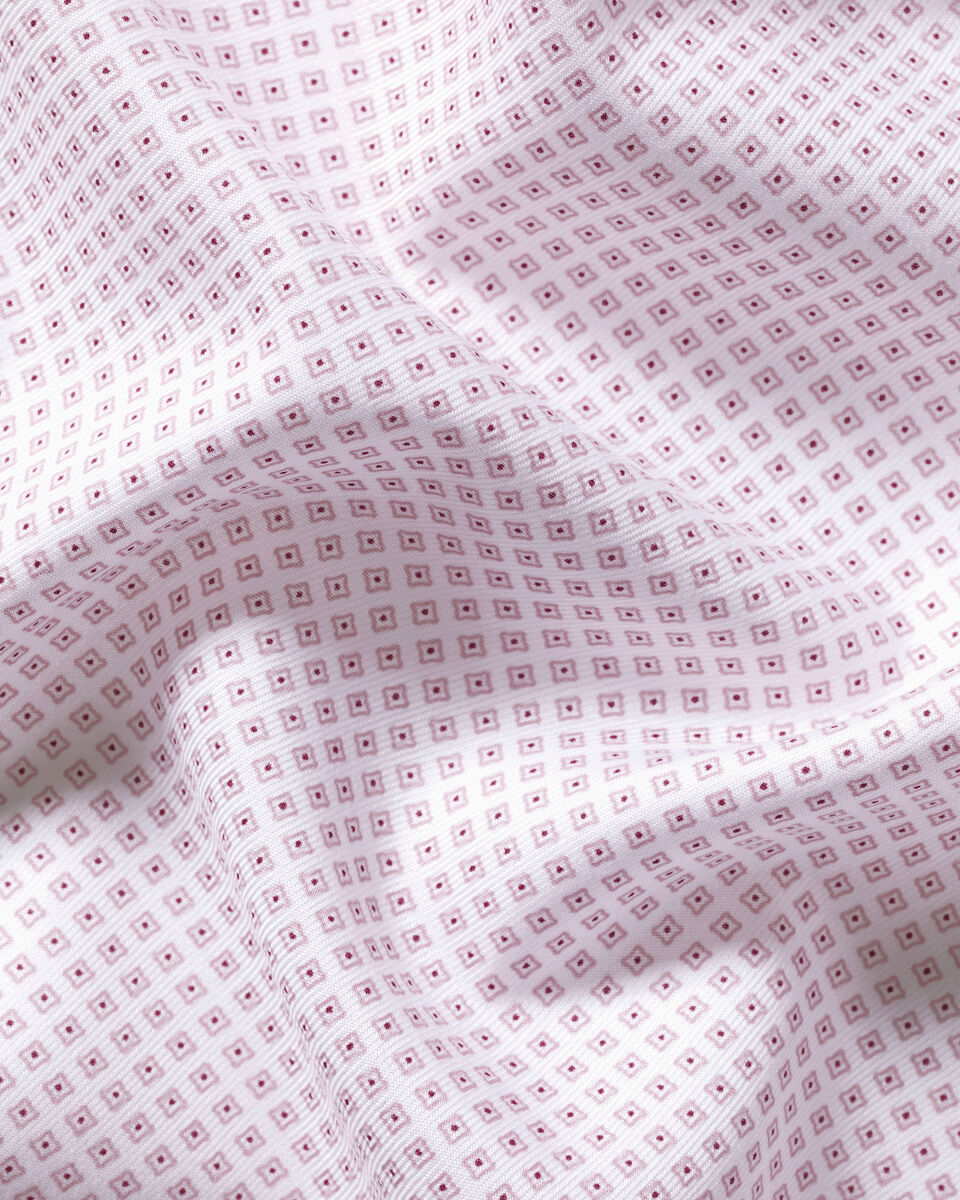 Non-Iron Stretch Geo Print Shirt - Dark Pink