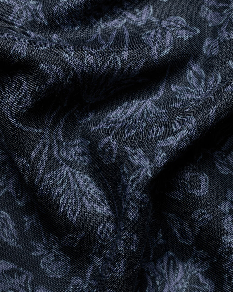Non-Iron Stretch Floral Print Shirt - Navy Blue