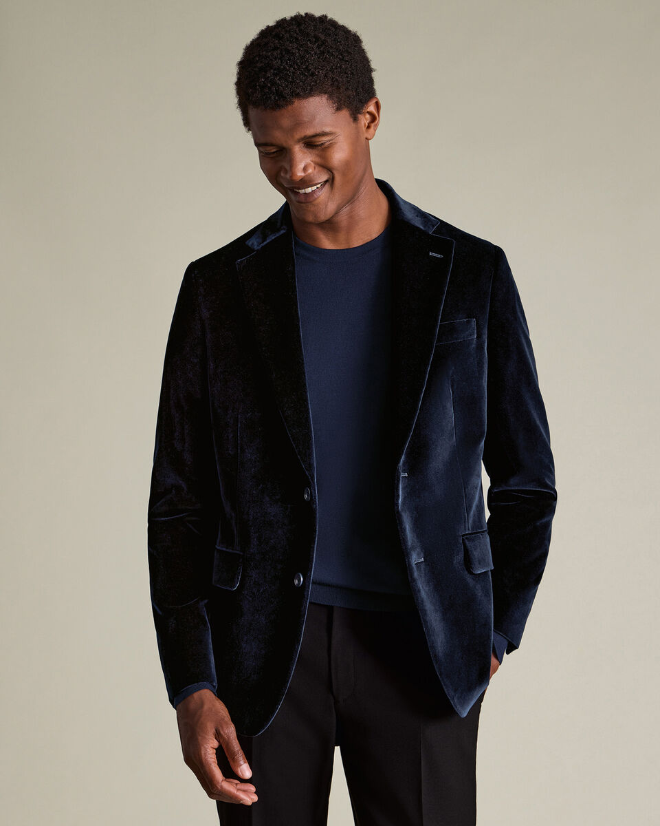 Italian Velvet Jacket - Navy