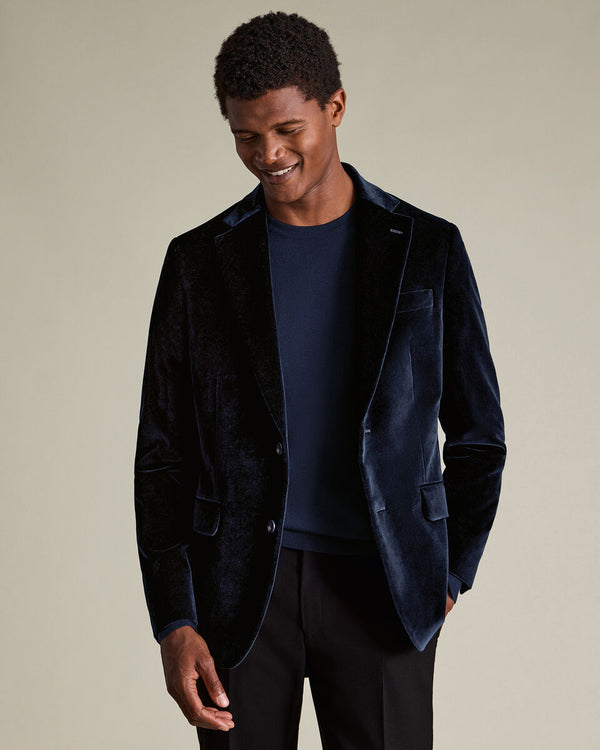Italian Velvet Jacket - Navy