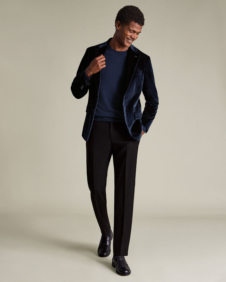 Italian Velvet Jacket - Navy