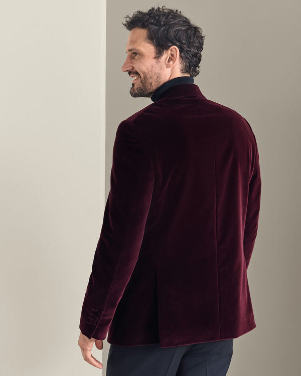 Italian Velvet Jacket - Burgundy