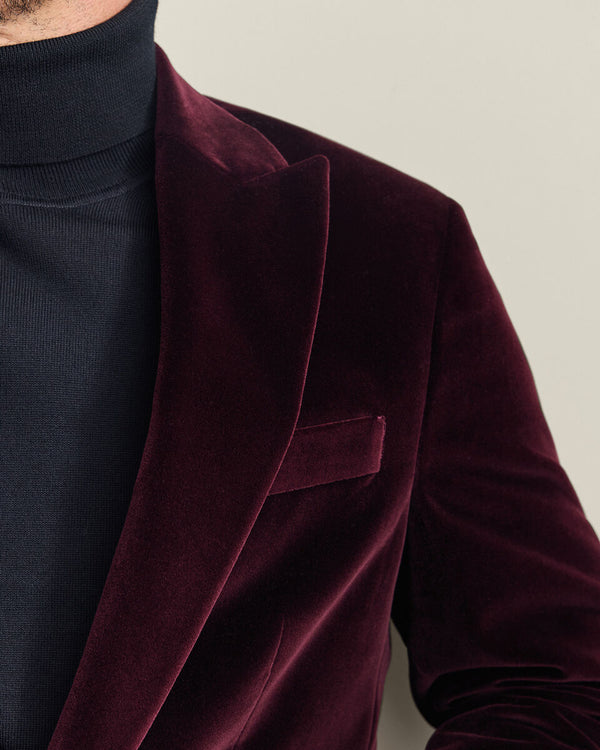 Italian Velvet Jacket - Burgundy