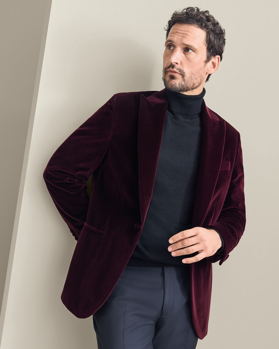 Italian Velvet Jacket - Burgundy Main image